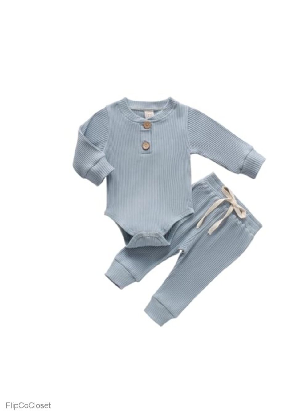 Newborn Baby Ribbed Knitted Cotton Romper Pants Set Unisex